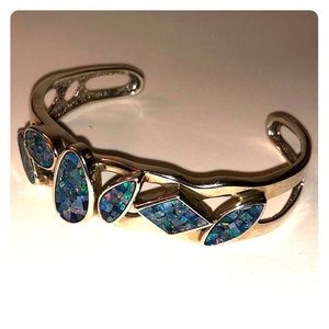New Sterling Cracked opal stones Cuff bracelet